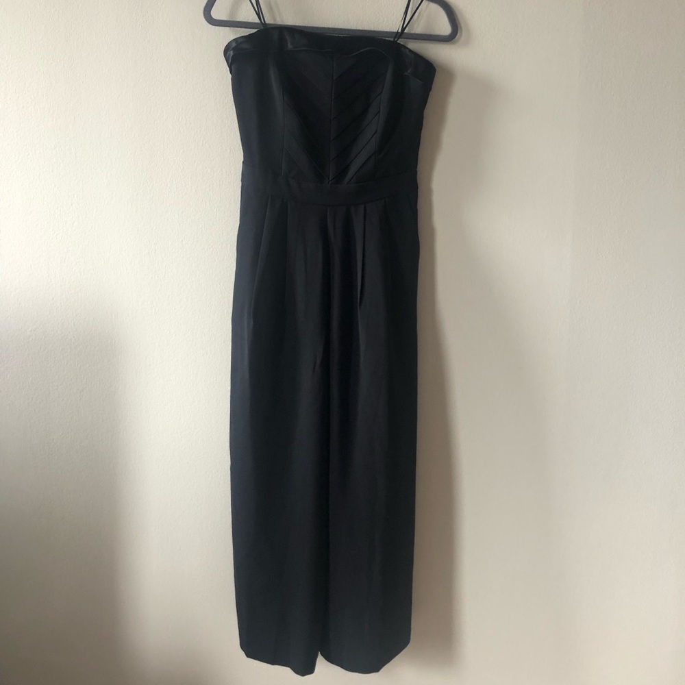 Anthropologie strapless black crop jumpsuit